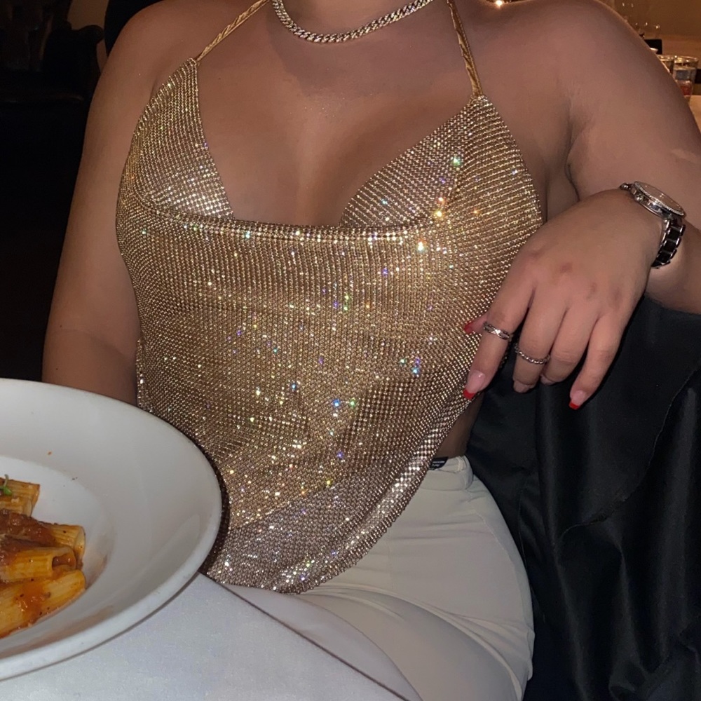 Gold diamond backless top